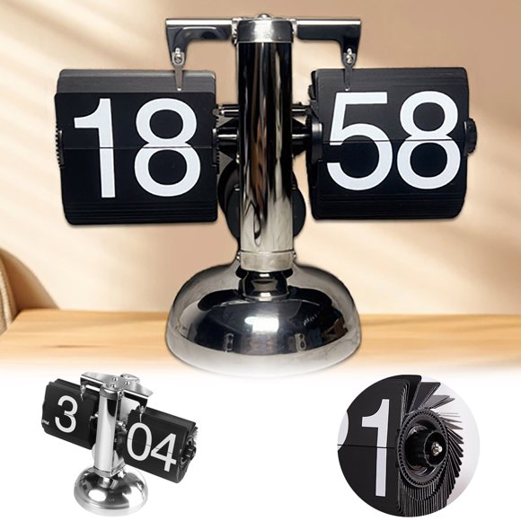 BotaniNest Digital Mechanical Flip Clock Flip Desk Clock Retro Flip Clock 12 Hour AM/ Battery Operated And Exquisitely Crafted For Living Rooms Study Rooms