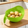 thumbnail image 4 of Rice Washer Strainer Bowl,Plastic Colander Bowls, Side Drainers Colander for Cleaning Fruits,Vegetables and Beans,Versatile Kitchen Tool Ideal for Soaking,Washing, Cleaning and Rinsing Rice(S GN), 4 of 5