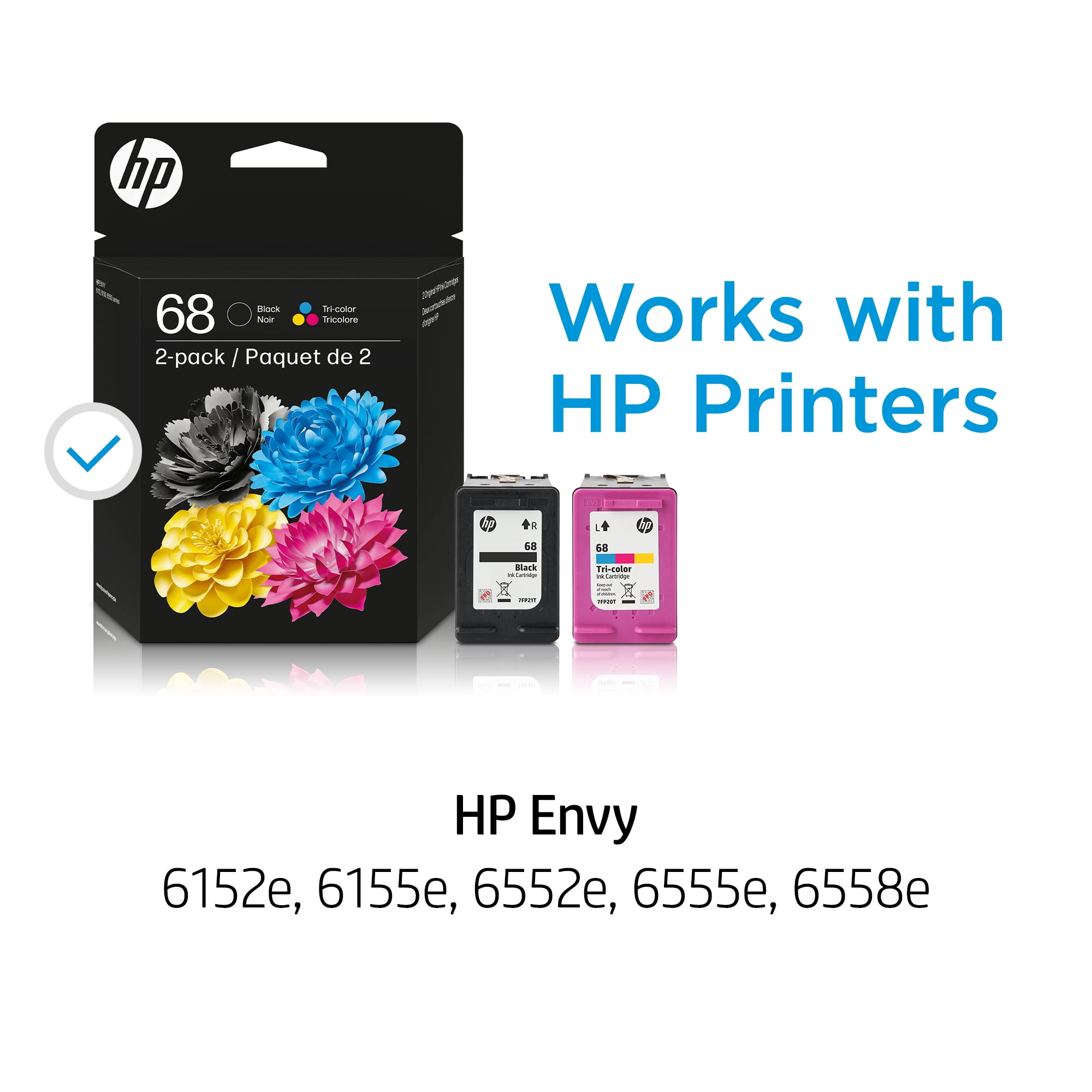 HP 68 2-Pack Black/Tri-color Original Ink Cartridge Combo, 6L6S2TN
