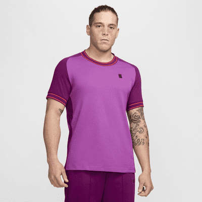 NikeCourt Heritage Men's Short-Sleeve Tennis Top Color: Hot Fuchsia/Sangria Size: L