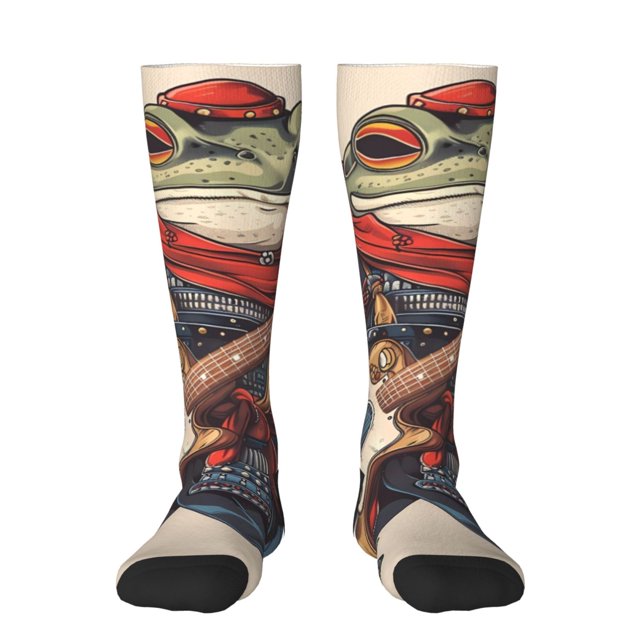 Balery Samurai Frog Guitar Calcetines novedosos Calcetines deportivos Calcetines hasta la rodilla Calcetines de algodón Calcetines originales y geniales