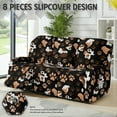thumbnail image 3 of ZIATUBLES Recliner Chair Cover 8 PCS Stretch Reclining Couch Covers for 3 Cushion Reclining Sofa with Storage Pockets Soft Fitted Furniture Protector for Living Room, Dog Paw Mixed Print, 3 of 9
