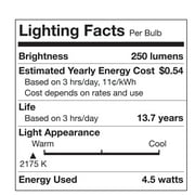 Better Homes & Gardens G25 Vintage LED Clear Globe Light Bulb, 40 Watts Equivalent, 4.5 Watts Efficient, Dimmable, 2175K, Amber Finish - 2 Pk