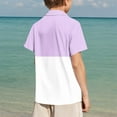 thumbnail image 5 of CYRBOKOToddler Boys Button Down Shirts, Holiday Casual Short Sleeve Comfy Summer Tops Purple Size 9-10 T, 5 of 7