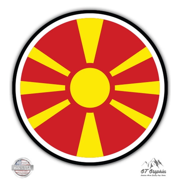 Macedonia Flag - 3" Vinyl Sticker - For Car Laptop I-Pad Phone Helmet Hard Hat - Waterproof Decal