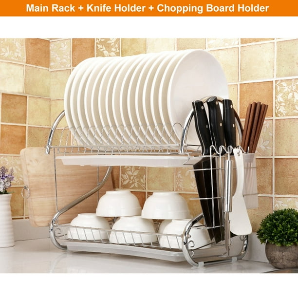 Stoneway Stainless Steel Over The Sink Storage Rack Kitchen Cutlery Racks Single Double Layer Bowl Dish Drying Rack Walmart Com Walmart Com