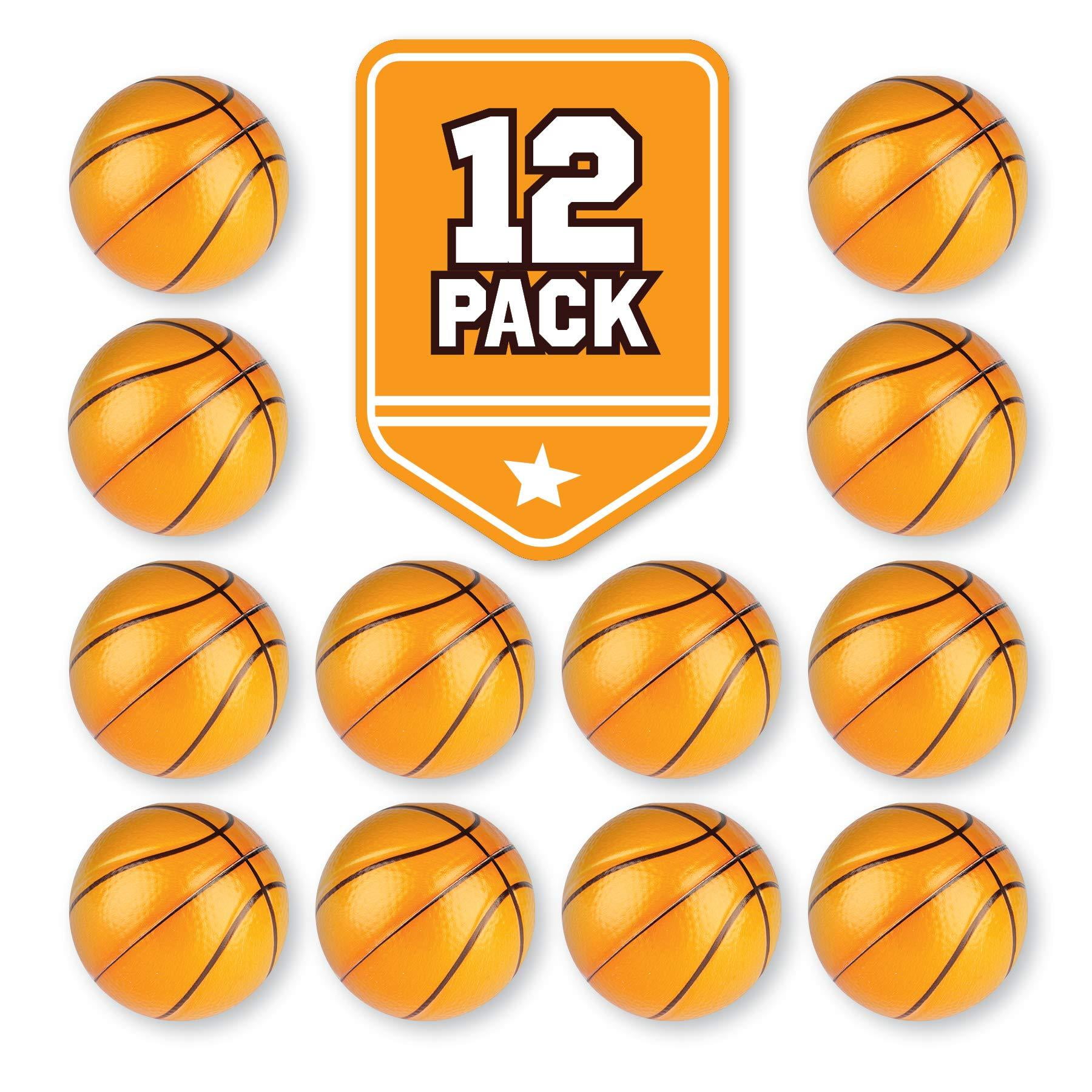 Basketball Sports Stress Ball Bulk Pack of 12 Relaxable 2 Stress Relief Basketball Squeeze Balls Neliblu
