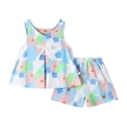 thumbnail image 4 of Gubotare Toddler Outfits for Girls Summer Toddler Baby Girl Clothes Girls Spring Summer Outfit, Sleeveless Ruffle Top + Floral Short 2 Piece Set 6 9 12 18 24 Months 2T 3T 4T 5T (Blue,12-18 Months), 4 of 4