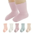thumbnail image 2 of LZHGirlshop Baby Girls Socks Newborn Frilly Ruffle Cotton Infant Socks Solid Color Cute Socks for Toddler Dress Socks 5 Pairs,5PC B,3T, 2 of 6