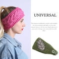 thumbnail image 3 of Crochet Headbands Winter Leaves Pattern with Rhinestones Elastic Head Protector Wide Warm Chunky Hair Accessories for Girls Dark Green, 3 of 7