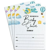 25 Pack Aeroplane Baby Shower Invitation Cards Single Sided Neutral Blank Fill In Invites 4x6"