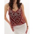 thumbnail image 3 of LMLYSoH Women Summer Mesh Camisole Casual Sequin Embroidery Sheer V-Neck Spaghetti Straps Tank Tops Sleeveless T-Shirt, 3 of 8
