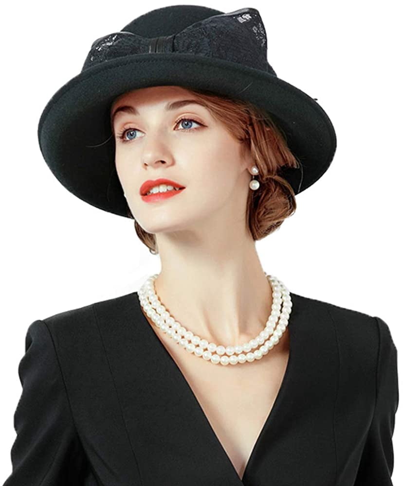 Winter Wool Fascinator Hats Wide Brim 