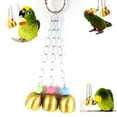 thumbnail image 4 of Flmtop Pet Bird Parrot Pigeon Hanging 3 Bell Chain Cage Stand Bite Playing Sound Toy Golden, 4 of 9