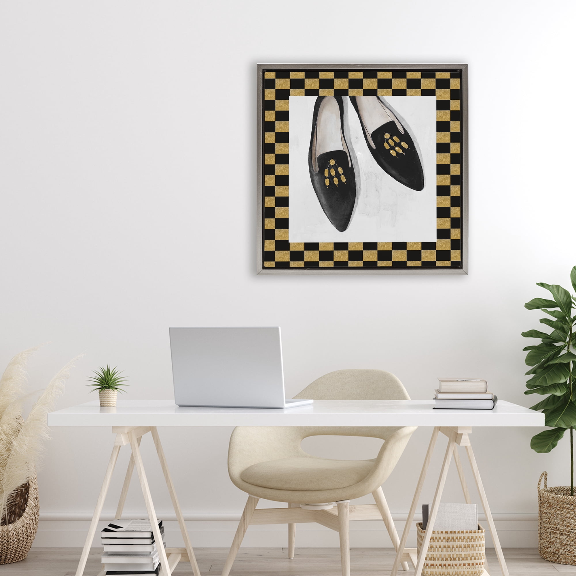 Stupell Industries Luxe Black Flats Gray Framed Floater Canvas Wall Art, design by Lorenzo Collective