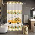 thumbnail image 3 of Farmhouse Style No Hook Shower Curtain with Snap in Liner Sunflower Yellow Car Country Plant Plaid Linen Waterproof Bathroom Shower Curtain with See Through Top Window for Bathtub 36" x 72", 3 of 9