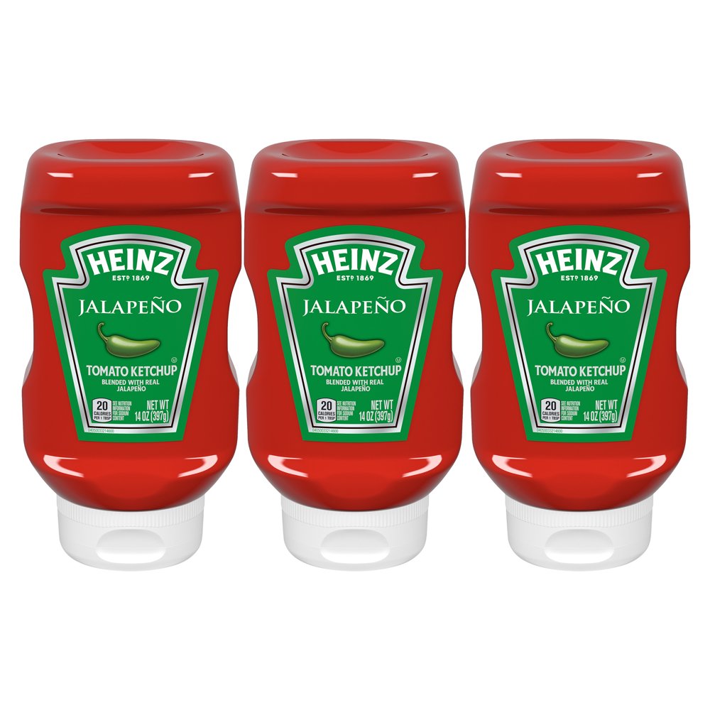 Heinz Jalapeno Tomato Ketchup Bottle, 14 oz (3Pack)