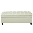 thumbnail image 2 of Storage Ottoman 50 Inches Upholstered Fabric Bench, Storage Bench for Bedroom with Button, Bed Benches for Foot of Bed for Living Room Bedroom Indoor (Ivory), 2 of 7