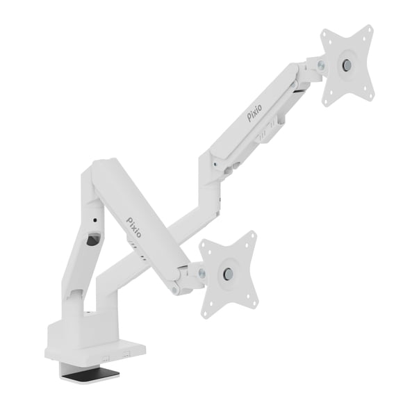 Soporte de escritorio con brazo para doble monitor Pixio PS1D Wave, blanco