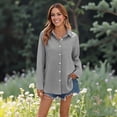 thumbnail image 2 of Women's Denim Shirt Long Sleeve Button Down Jean Shacket Top with Pockets, 2XL, 2 of 7