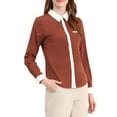 thumbnail image 1 of INSPIRE CHIC Women's Color Block Button Down Long Sleeve Work Shirt M Brown, 1 of 7