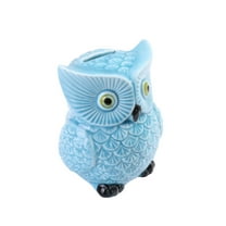 TINKSKY 1PC Ceramic Owl Piggy Bank Cute Animal Savings Box Home Decor Craft (Color)