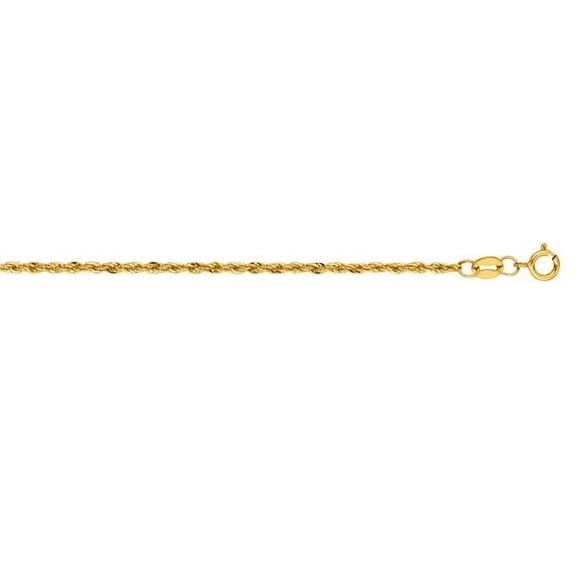 Royal Chain 012HSR-24 24 in. 10K Yellow Gold Classic Diamond Cut Textured Lite Rope Chain with Lobster Clasp