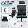 thumbnail image 4 of Wasait Ergonomic Office Chair Rocking Desk Chair with Lumbar Pillow Comfortable Mesh Desk Chair with Adjustable Armrests & Headrest High Back Ergonomic Chair Black, 4 of 8