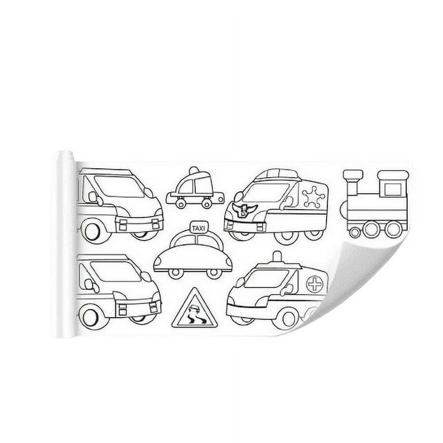 Doodle Rouleau pour Enfants Rouleau de Doodle pour Enfants Toile de Dessin Réutilisable avec Thème de Transport Papier à Colorier Mural pour Enfants (1Pcs) Rkxzt