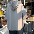 thumbnail image 6 of Mens Summer Half Sleeve Hooded T-shirt Korean Loose Drawstring Ice Silk Pullover, 6 of 11