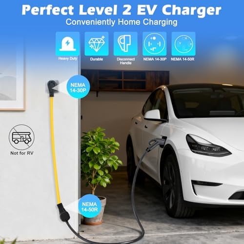10FT NEMA 14-30P to 14-50R EV Charger Adapter Cord, 30 Amp 4 Prong Dryer Male Plug to 50 Amp Female EV Conversion Adapter, for Level 2 or Telsa EV Charging
