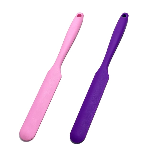kurtrusly Spatules en Silicone Résistantes à la Chaleur 2 Pièces – Pot Agitant Spatules Polyvalentes Sûres et Durables Résistant à la Chaleur Violet + Rose