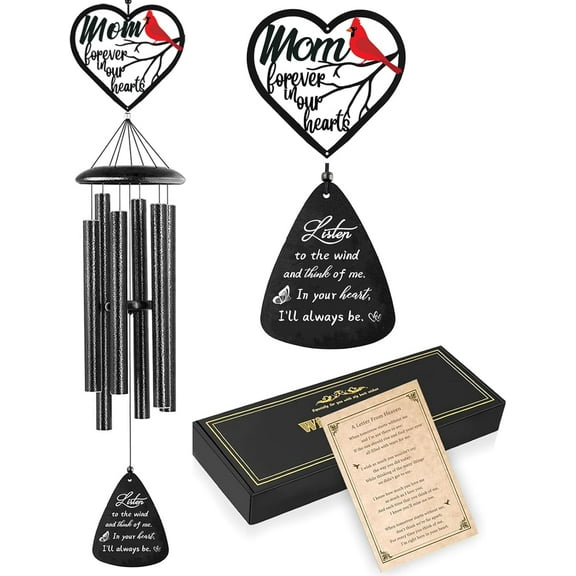 Sympathy Gifts for Loss of Mom, Memorial Wind Chimes for Loss of Mother, Memorial Gifts for Loss of Mother, Condolence Bereavement Gifts in Memory of Loved One, Black