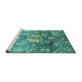 thumbnail image 2 of Ahgly Company Machine Washable Indoor Square Abstract Turquoise Blue Modern Area Rugs, 5' Square, 2 of 4