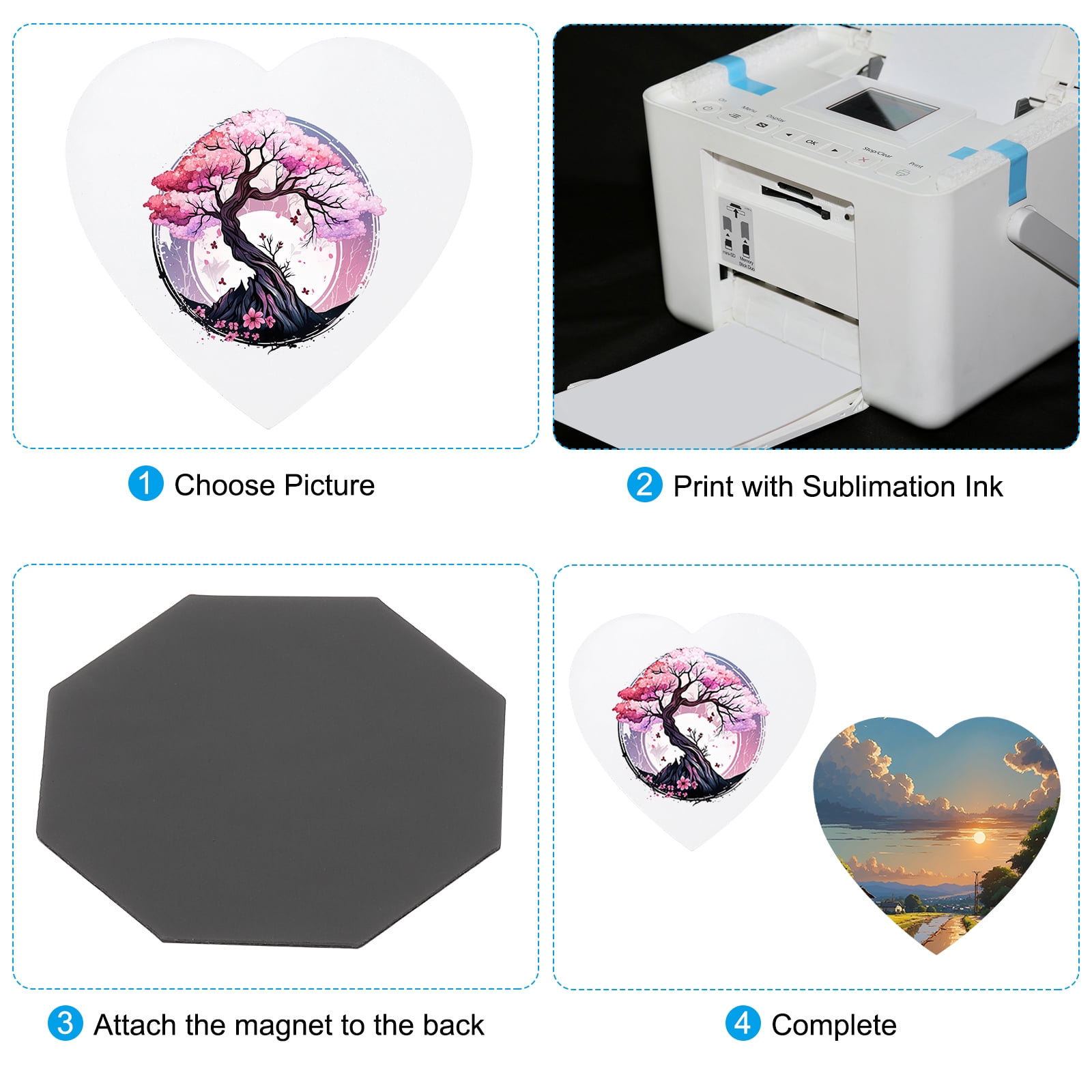 2.2x2.2 in Sublimation Magnet Blanks, 30pcs Sublimation Blanks Products Personalized Refrigerator Magnets, Octagon