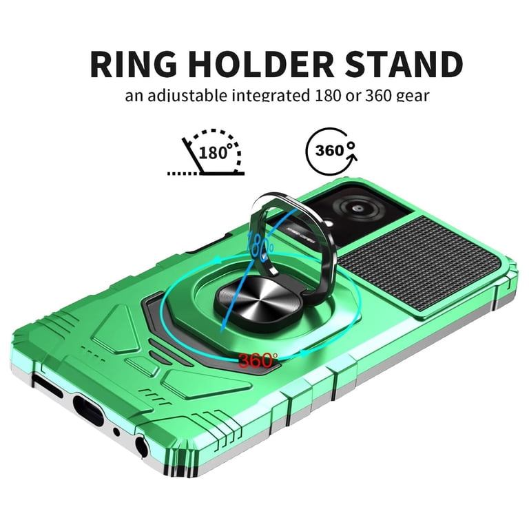 TJS for TCL K24 (T434D) / K23 Phone Case, with Tempered Glass Screen  Protector, [Military Grade] Robotic Magnetic Support Car Mount Metal Ring  Holder ...