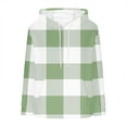 thumbnail image 4 of MELDVDIB Womens Plaid Hoodies Fall Winter Long Sleeve Oversized Pullover Hooded Sweatshirt Daily Outdoor Activities Outfits Tops with Pocket Green 2XL, 4 of 5