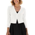 thumbnail image 1 of Urban CoCo Women's Cropped Cardigan V-Neck Button Down Knitted Sweater 3/4 Sleeve, 1 of 6