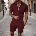 thumbnail image 2 of Conjuntos de Tops Para Hombre Conjuntos de Camisas Casuales Conjunto de Manga Corta Deportiva Con Cremallera de Cobertura Sólida Informal Odeerbi  ODB152038, 2 of 5