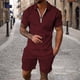 thumbnail image 2 of Conjuntos de Tops Para Hombre Conjuntos de Camisas Casuales Conjunto de Manga Corta Deportiva Con Cremallera de Cobertura Sólida Informal Odeerbi  ODB152038, 2 of 5