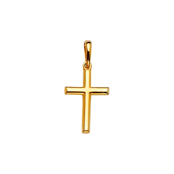 14k Yellow Gold Religious Faith Cross Pendant Necklace 11x21mm Pendant for Women - .5 Grams