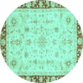 thumbnail image 1 of Ahgly Company Indoor Round Abstract Turquoise Blue Modern Area Rugs, 7' Round, 1 of 4