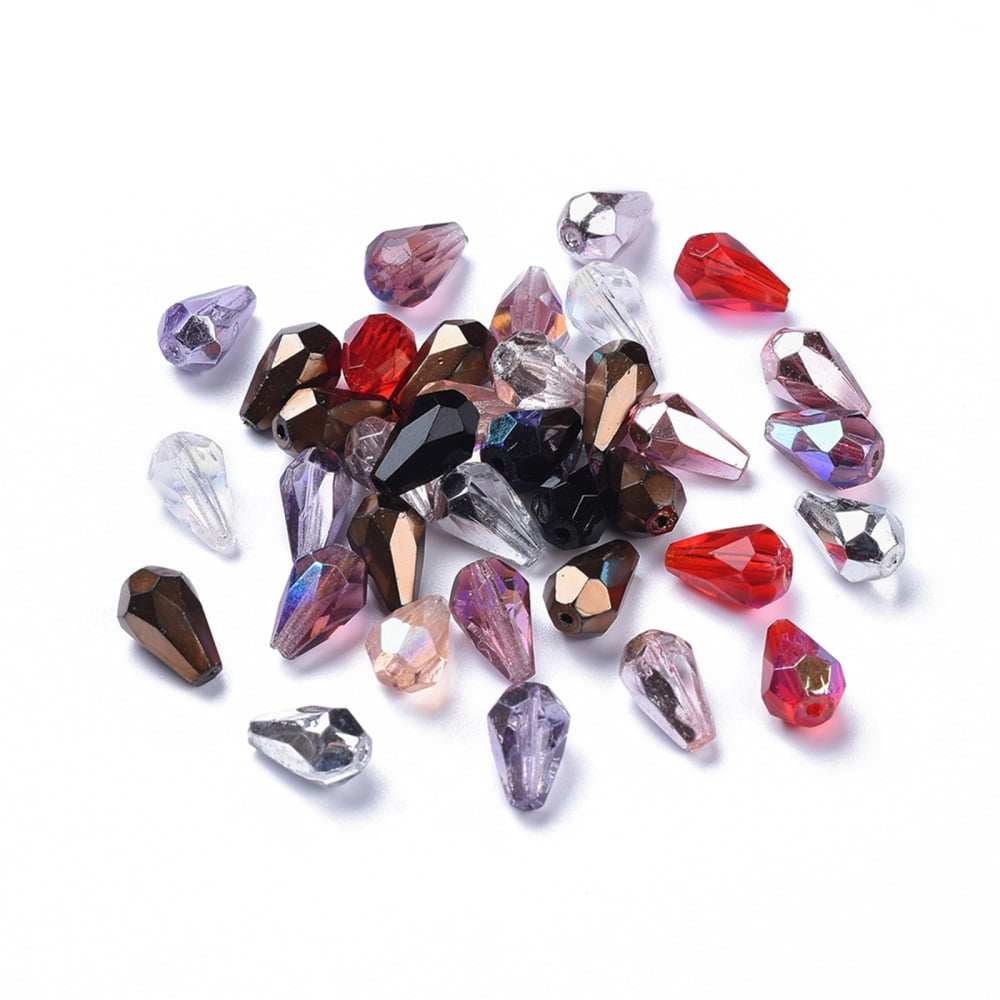 1bag Electroplate Czech Glass Beads Faceted Teardrop AB color Mixed color 12x8mm Hole: 1.2mm about 120pcs/bag
