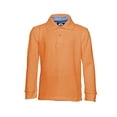 thumbnail image 1 of AKA Boys Wrinkle Free Polo Shirt Long Sleeve - Pique Chambray Collar Comfortable Quality Tangerine 2, 1 of 20