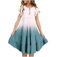 thumbnail image 2 of YunPes Girls Summer Dresses Double Layer Sleeve Flowy A Line Casual Gradient Midi Dresses for 615 Years Birthday Dresses for Girls 5 Years Old Toddler 5t Dresses, 2 of 5