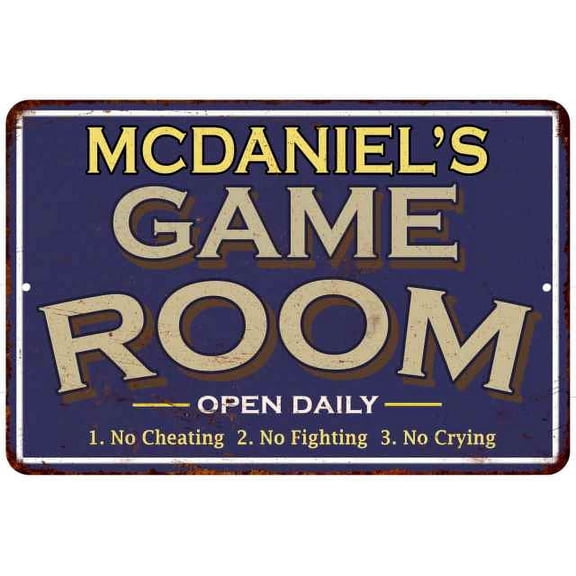 MCDANIEL'S Blue Game Room Sign Metal Wall Decor 8x12 108120002286