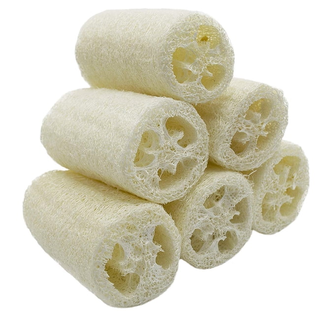 6 Piezas de Esponja de Lufa Natural, Pepino de Lufa Eliminación de la Piel Muerta para el Cuidado Personal Baño y Ducha Cocina Esponja de Lufa Exfoliante Esponja Natural Fokelyi ZH-017