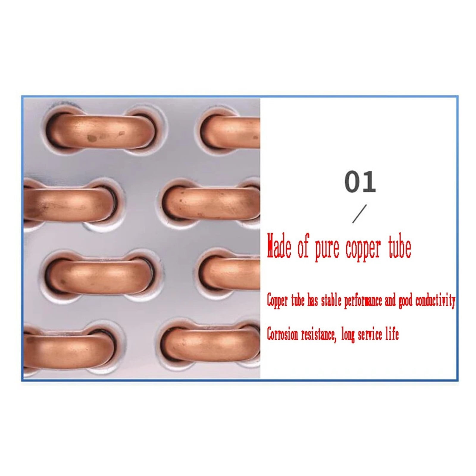 Evaporator Refrigeration Plate Freezer, Refrigerator Condenser Copper Tube Fins 2*4*260MM