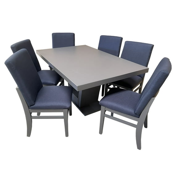 Set de Comedor SALVANTO Olimpo 6 Sillas 160x100 cm MDF Color Gris