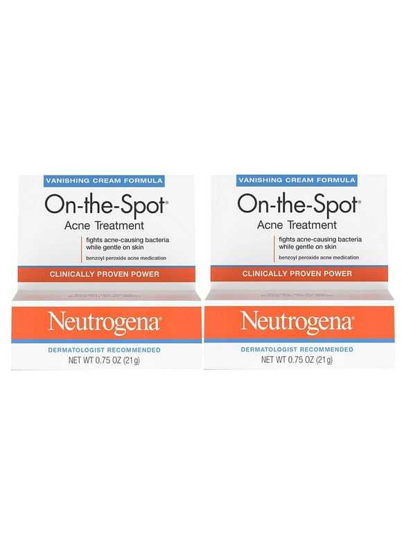 Neutrogena On-The-Spot Acne Spot Treatment with 2.5% Benzoyl Peroxide Acne Treatment Medicine to Treat Face Acne, Gentle Benzoyl Peroxide Pimple Gel for Acne Prone Skin,.75 oz (Pack of 2)